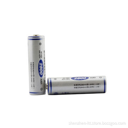 Rechargeable AA NiMH Batteries with 2,800mAh Nominal Capacity and 1.2V Nominal Voltage